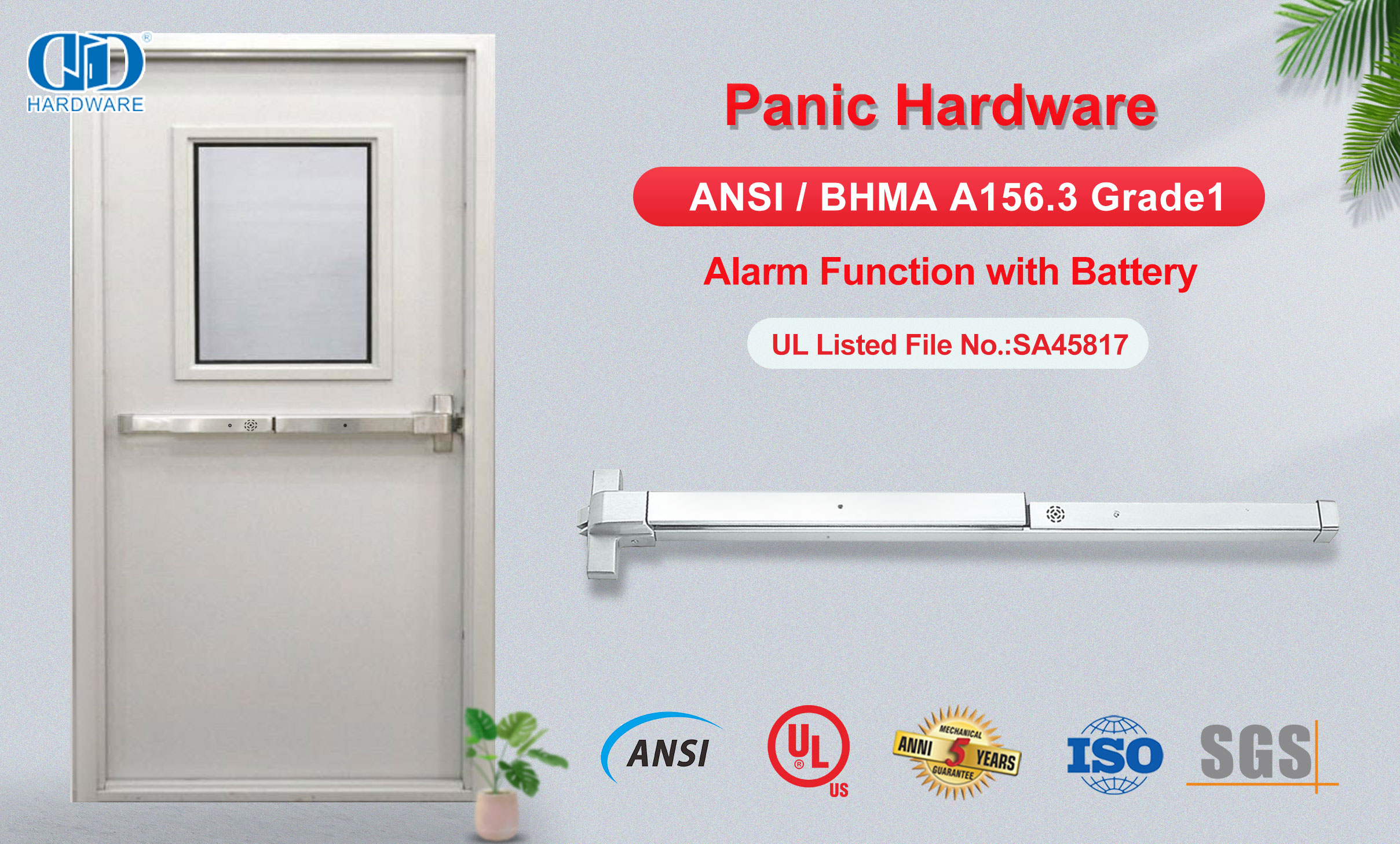 Dispositivo de hardware de pânico com função de alarme de segurança UL305